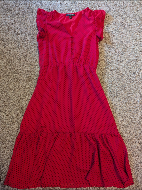 Banana Republic Dresses & Skirts - Banana Republic Red Polka Dot Flutter Sleeve Midi Dress